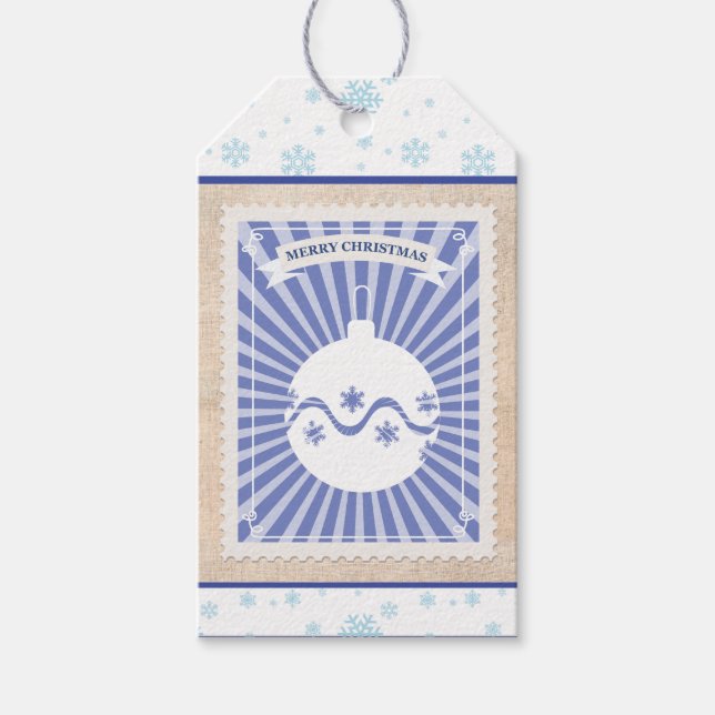 Custom Retro Paper Briefmarke Frohe Weihnachtsschm Geschenkanhänger (Vorderseite)