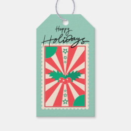 Custom Retro Paper Briefmarke mit Christmas Holly Geschenkanhänger