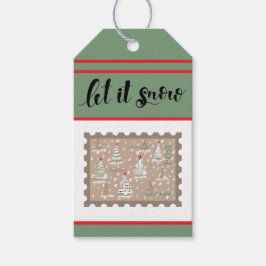 Custom Retro Paper Briefmarke mit Snowy Christmas  Geschenkanhänger