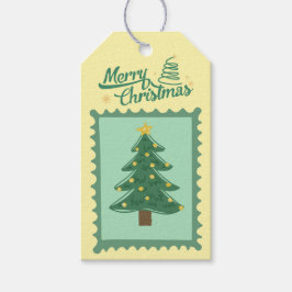 Custom Retro Paper Briefmarke mit Weihnachtsbaum Geschenkanhänger