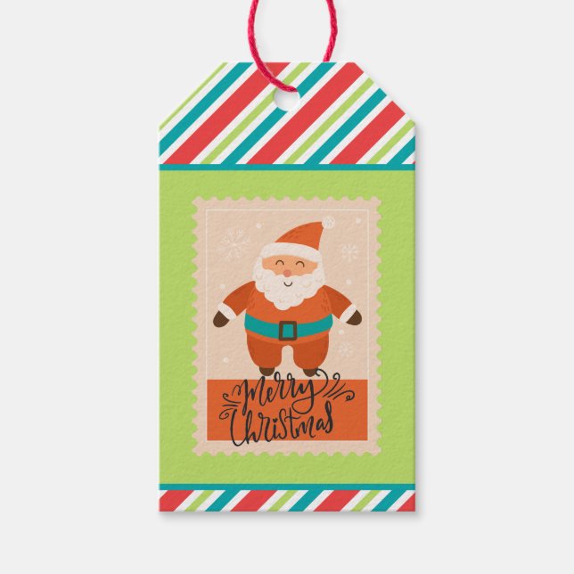Custom Retro Paper Briefmarke Strip Santa Claus Ca Geschenkanhänger (Vorderseite)