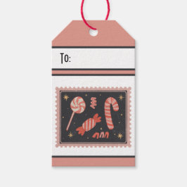 Custom Retro Paper Briefmarke Weihnachtsfest Candy Geschenkanhänger