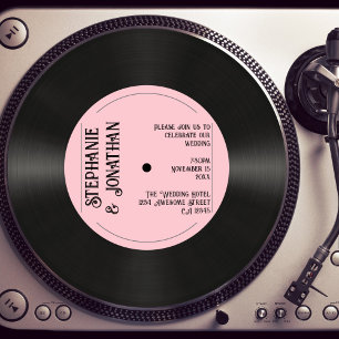 Custom Retro Pink Imitate Vinyl Record Hochzeit Einladung