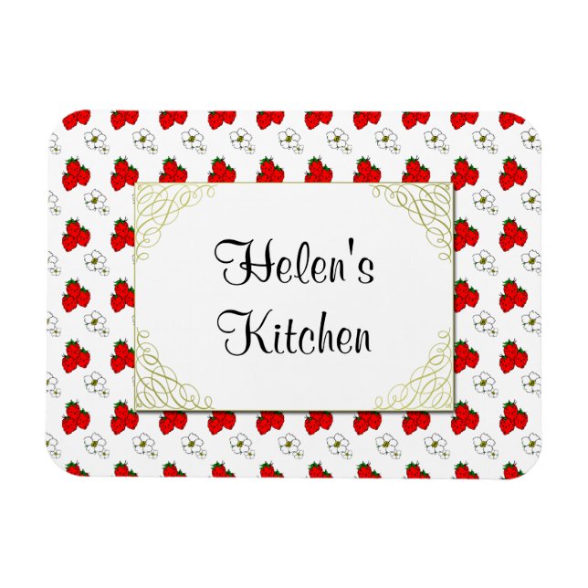 Custom Retro Red Strawberry and Blume Magnet (Horizontal)