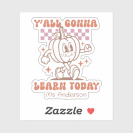 Custom Retro Teacher Pumpkin & Quote Aufkleber