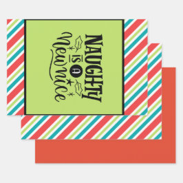Custom Retro Weihnachten "Naughty is a New Nice" Geschenkpapier Set