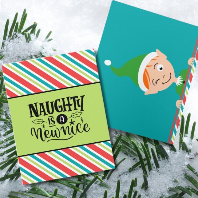 Custom Retro Weihnachten "Naughty is a New Nice" Karte (Christmas Card)