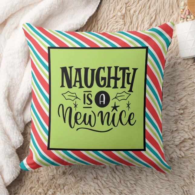 Custom Retro Weihnachten "Naughty is a New Nice" Kissen (Decke)