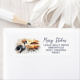 Custom Return Address Envelope | Crane Bird Water 