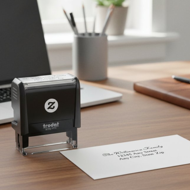 Custom Return Address Stamp – Elegant Script Permastempel (Self inking return address stamp)