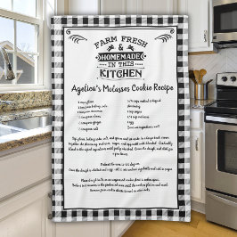Custom Rezept Schwarz-weiß Bauernhof Buffalo Karie Geschirrtuch