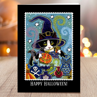 Custom "Riech von Halloween" Cat Hexenkarte Karte