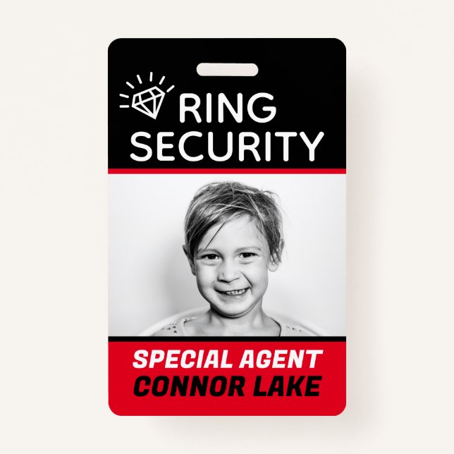 Custom Ring Security Ring Bearer Hochzeitsicherhei Ausweis (Vorderseite)