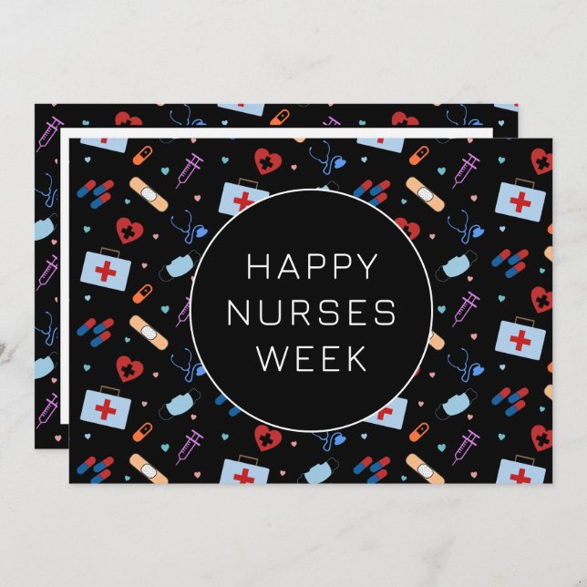 Custom RN Nurses Week | Medizinisches Muster Dankeskarte (Vorne/Hinten)
