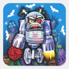 Custom Robo Monster Halloween Sticker. Quadratischer Aufkleber