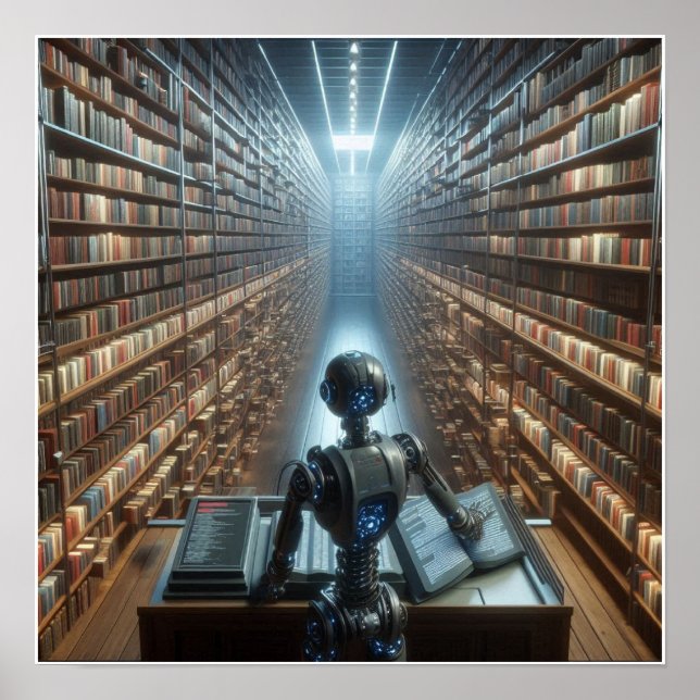 Custom Robot Librarian Wall Poster (Vorne)