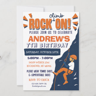Custom Rock Climbing Birthday Party Invitation Einladung