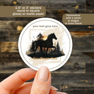 Custom Rocky Mountain Horse Sunset Silhouette Runder Aufkleber