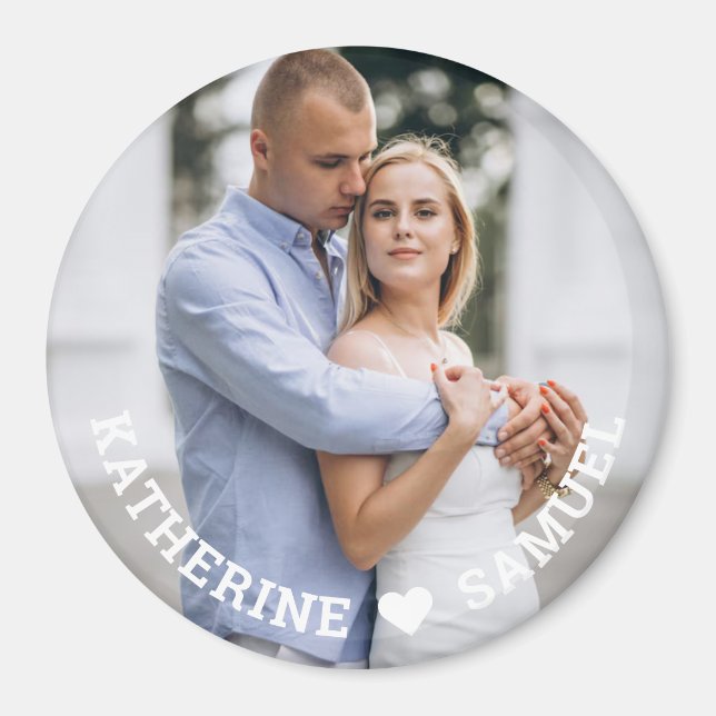 Custom Romantic Couple Photo  with Names & Love Magnet (Vorne)