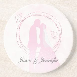Custom Romantic Dreamy Pink Wedding Couple Drink C Getränkeuntersetzer