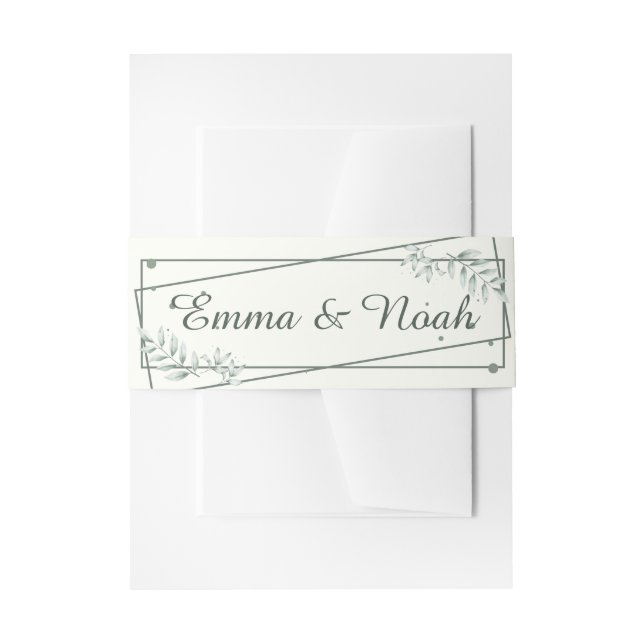 Custom Romantic Green Blätter Einladungsbanderole (Vorderseite Beispiel)