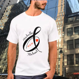 Custom Romantic Initials First Names Heart T-Shirt