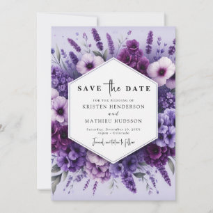 Custom Romantic Lila Floral Wedding Save The Date