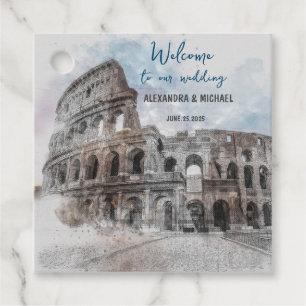 Custom Rome Italy Watercolor Wedding Elegant Geschenkanhänger