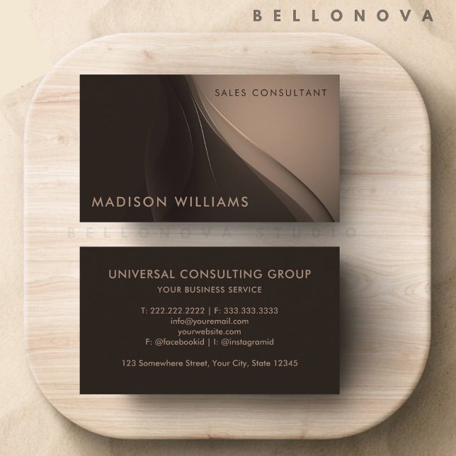 Custom Rosa Dark Brown Elegant Beruflich Visitenkarte (Custom Pink Dark Brown Elegant Professional Business Card)