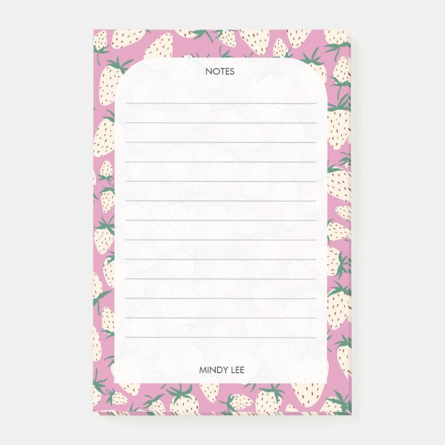 CUSTOM Rosa Erdbeeren Lebensmittelgeschäft Anfänge Post-it Klebezettel (Vorderseite)