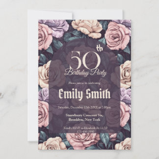 Custom Rose Accent Adult Birthday Einladung