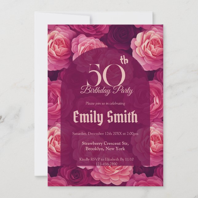 Custom Rose Aesthetic 30Th Birthday Einladung (Vorderseite)