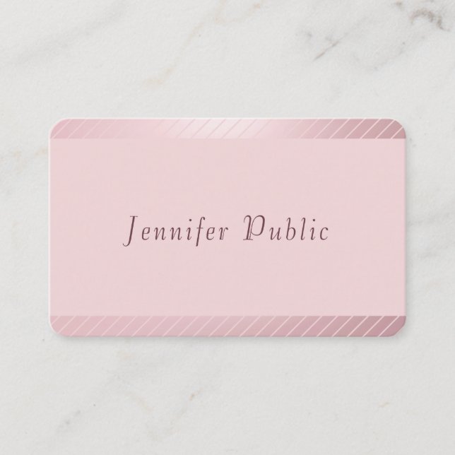Custom Rose Gold Elegante Moderne Moderne Einfach Visitenkarte (Vorderseite)