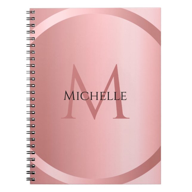 Custom Rose Gold Elegante Monogram Modern Notizblock (Vorderseite)