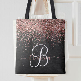 Custom Rose Gold Glitzer Black Sparkone Monogram