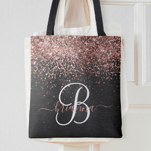 Custom Rose Gold Glitzer Black Sparkone Monogram