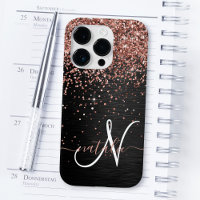 Custom Rose Gold Glitzer Black Sparkone Monogram