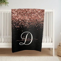 Custom Rose Gold Glitzer Black Sparkone Monogram