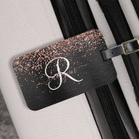 Custom Rose Gold Glitzer Black Sparkone Monogram