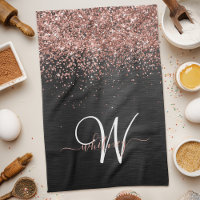 Custom Rose Gold Glitzer Black Sparkone Monogram