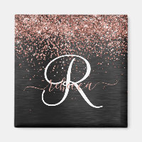 Custom Rose Gold Glitzer Black Sparkone Monogram