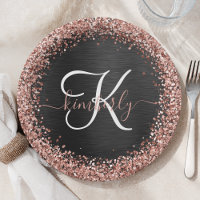 Custom Rose Gold Glitzer Black Sparkone Monogram