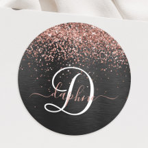 Custom Rose Gold Glitzer Black Sparkone Monogram