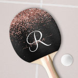Custom Rose Gold Glitzer Black Sparkone Monogram Tischtennis Schläger<br><div class="desc">Dieses angesagte und elegante Tischtennispongpaddel-Design mit hübschem vergoldetem Glitzer aus der Rose auf schwarz gebürstetem metallischem Hintergrund ist einfach zu personalisieren.</div>