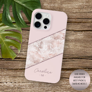 Custom Rose Gold Glitzer Blush Pink Marmormuster M Case-Mate iPhone Hülle