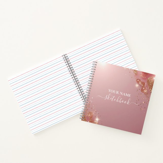 Custom Rose Gold Glitzer Notebook - Elegante Spark Notizbuch (Innenseite)