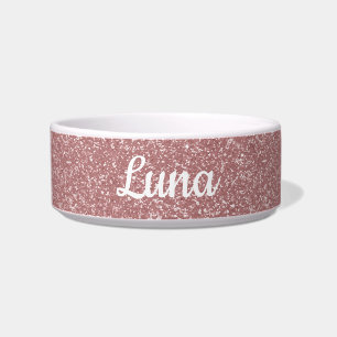 Custom Rose Gold Glitzer Style Girly Pink Dog Napf
