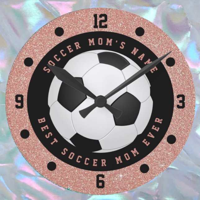 Custom Rose Gold Pink Girls Soccer Ball Soccer Mam Runde Wanduhr (Von Creator hochgeladen)