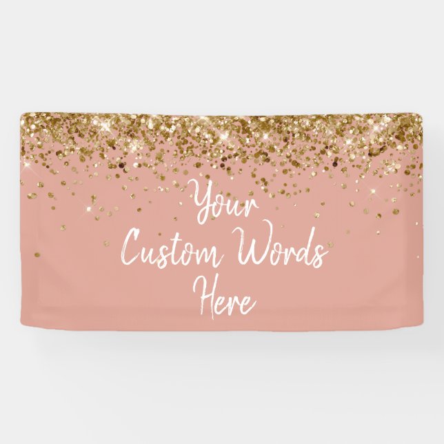 Custom Rose Gold White Birthday Party Photo Booth Banner (Horizontal)
