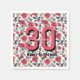 Custom Rose Themed First Birthday Serviette